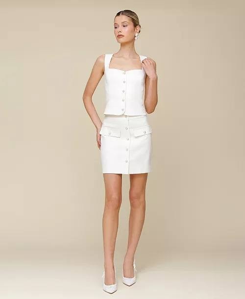 Avec  Les  Filles  Women’s  Sweetheart  Neckline  Vest  Top  Ivory  L  NWT  $79