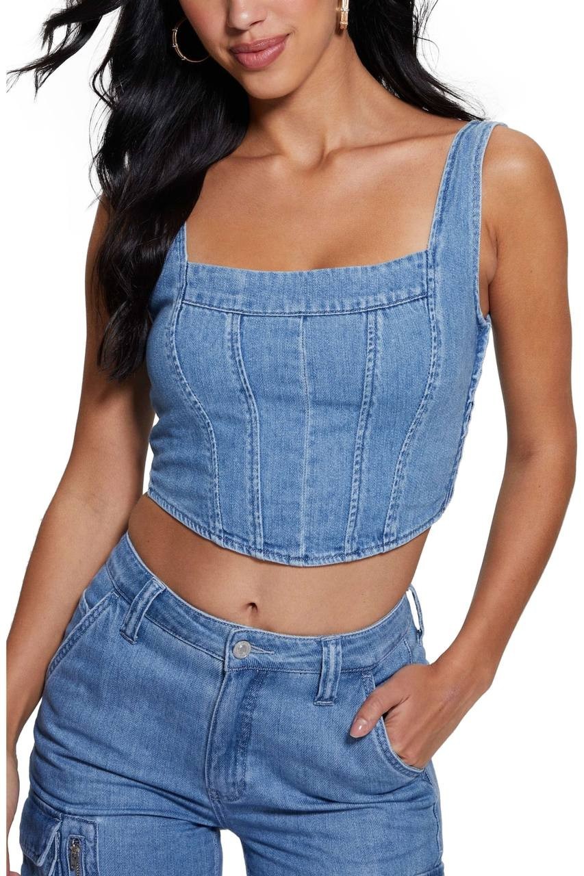 GUESS Crop Top Denim M NWT $88.00