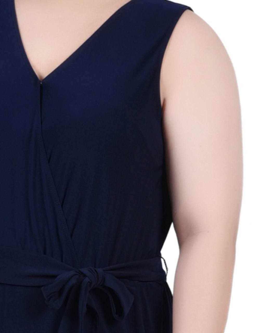 NY Collection Plus Size Sleeveless Belted Jumpsuit Women’s 3X Navy NWT $59.95