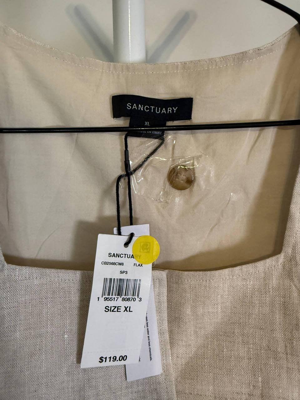 Sanctuary Outsmart Square Neck Vest – Natural (Flax) – Size XL – NWT – $119