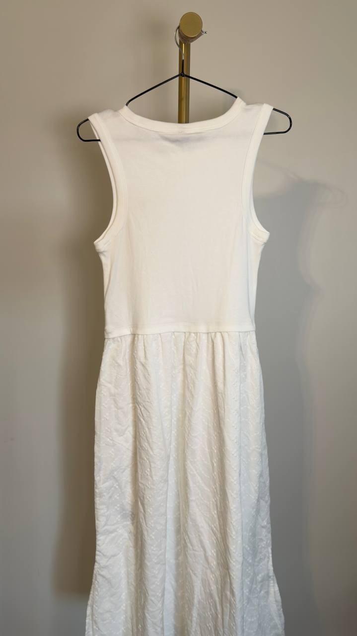 Tommy Hilfiger Mixed Media Broderie Sleeveless Dress White M NWT $99.50