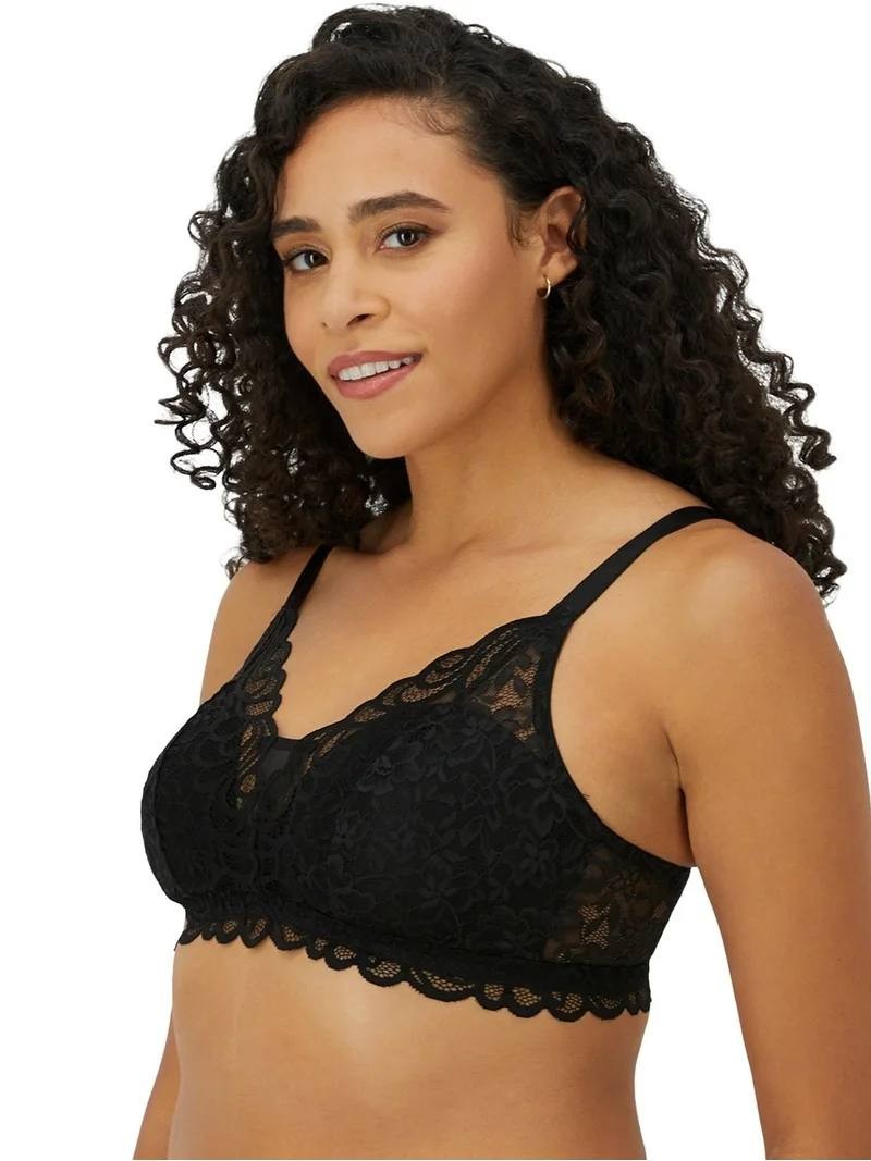 Bali Women's Lace Bralette Wirefree ComfortFlex Fit Bra 6S91 Size L Black