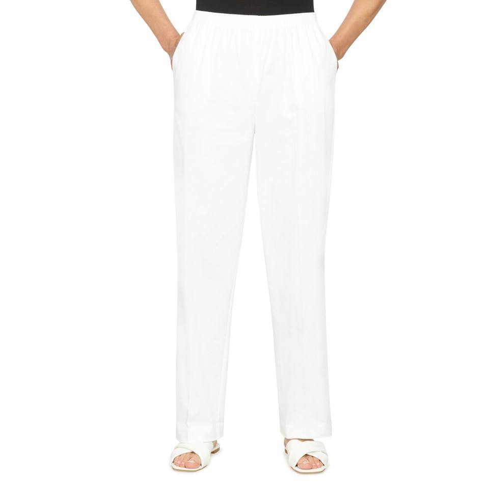 Alfred Dunner Classics Twill Pants White 18 NWT Soft Elastic Waist Pockets