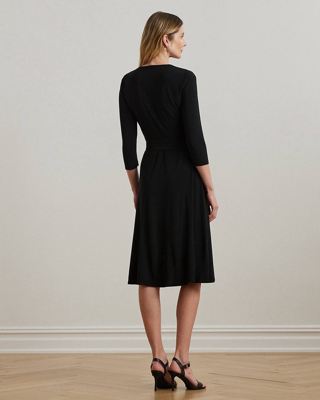 Lauren Ralph Lauren Surplice Jersey Dress BLACK SIZE 0 NWT Elegant MSRP$145