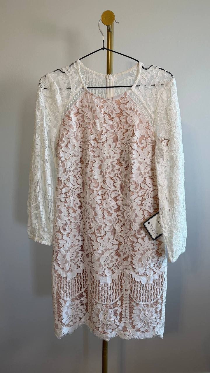 Vince Camuto Women’s Lace Blouson‑Sleeve Shift Dress Pink 4 $159 NWT
