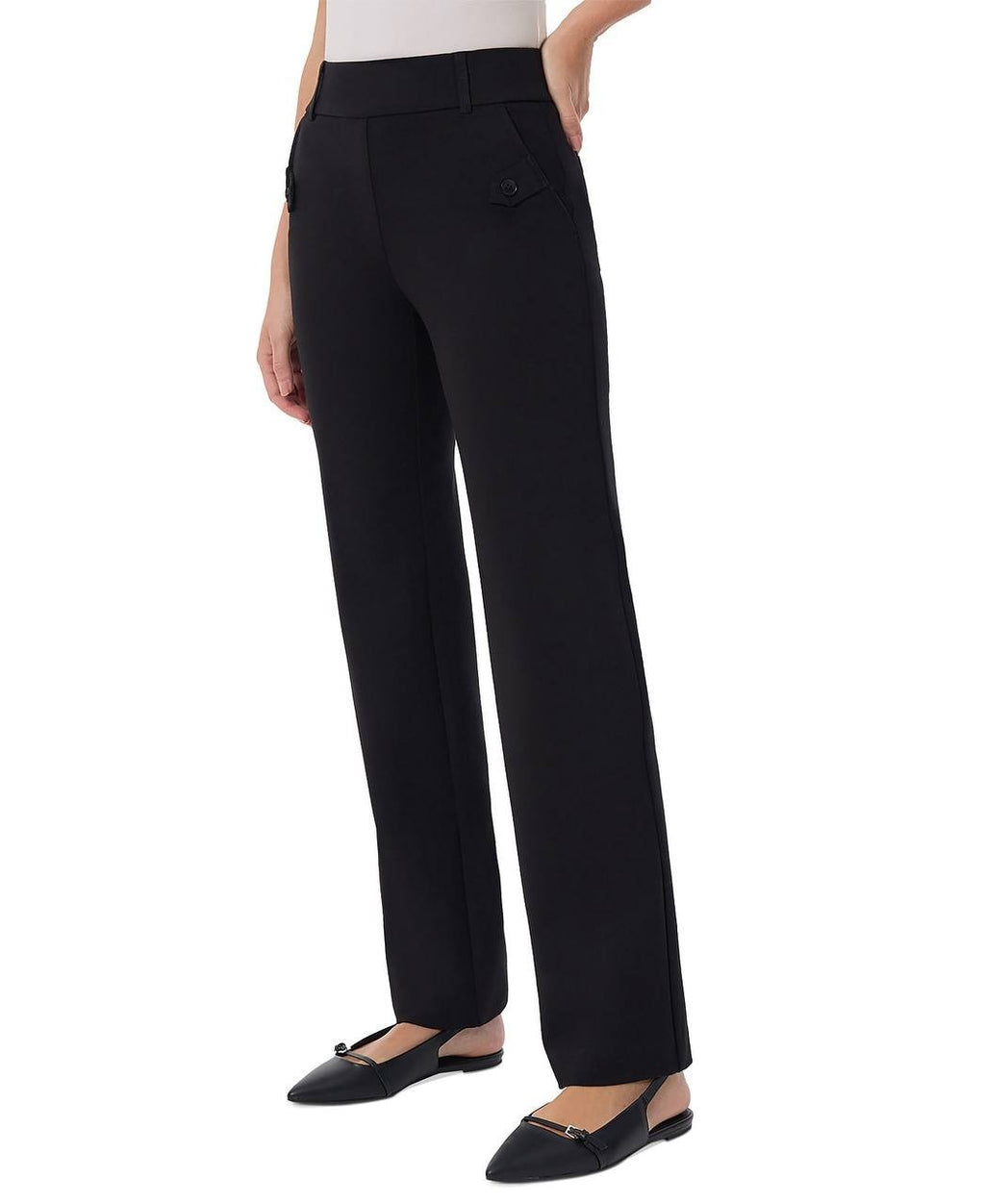 Jones New York Women’s Pull‑On Straight‑Leg Pants Black XL $79.50 NWT