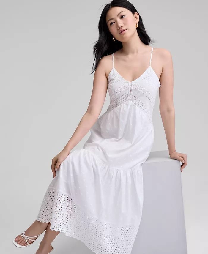 And Now This Petite Cotton Eyelet Tiered Maxi Dress – White –Size PS–NWT-MSRP$79