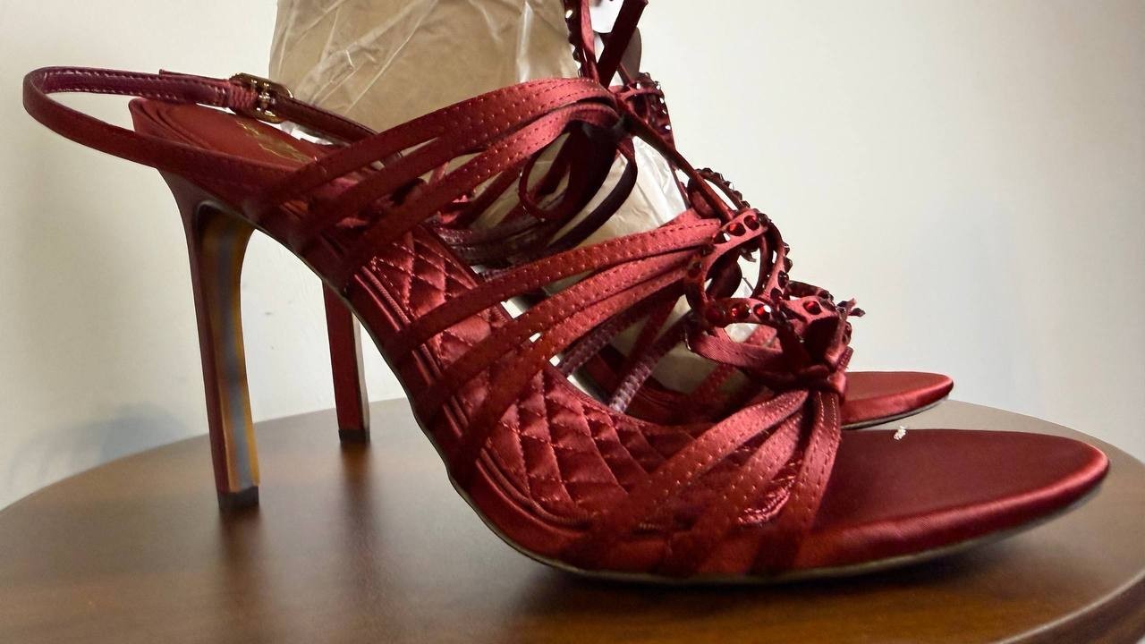 Sam Edelman Iman Sandals 11M Burgundy Strappy Lace‑Up Stiletto Heel NIB msrp$155