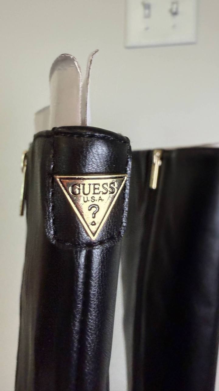 Guess Wayla Knee‑High Nappa PU Stiletto Boots Black Women’s 8M NWB $259