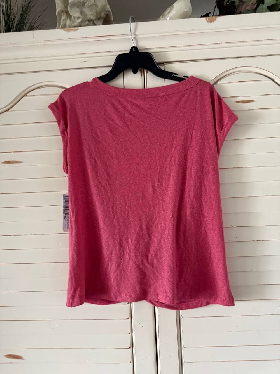 Liverpool Boat Neck Knit Top Slate Rose S NWT Linen Blend Twist Knot Front