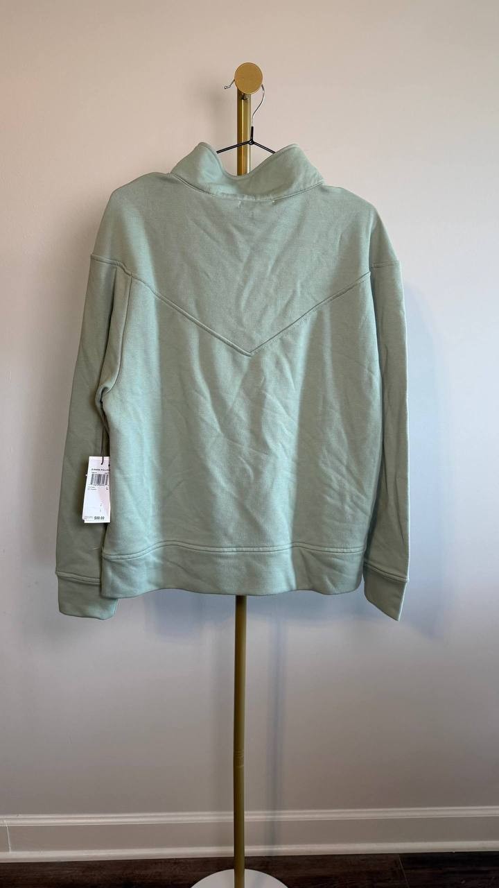 Three Dots Jeanine Quarter‑Zip Pullover Sweater Jadeite L NWT $88