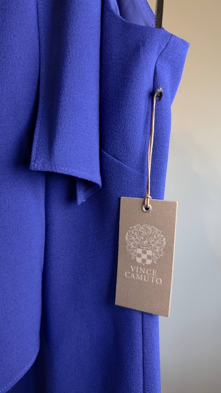 Vince Camuto Tie Neck A-Line Dress Cobalt Blue 6 NWT $128