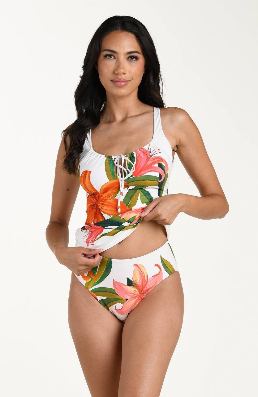 La Blanca Jungle Blossoms Tankini Top Multi 6 NWT $129