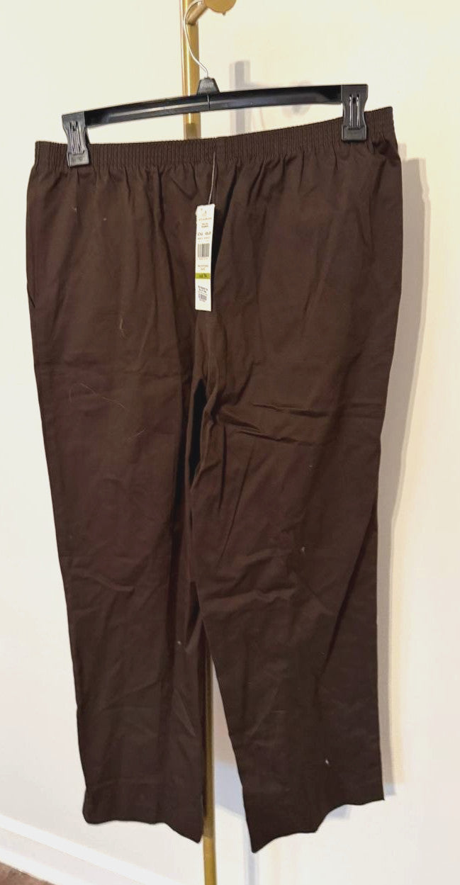 Alfred Dunner Classics Twill Pants Chocolate Size 14 NWT Comfort Fit msrp$44.50