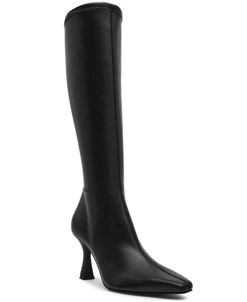 Steve Madden Flute Wide Calf Knee High Dress Boots Black 11M Man‑Made $129 NWB