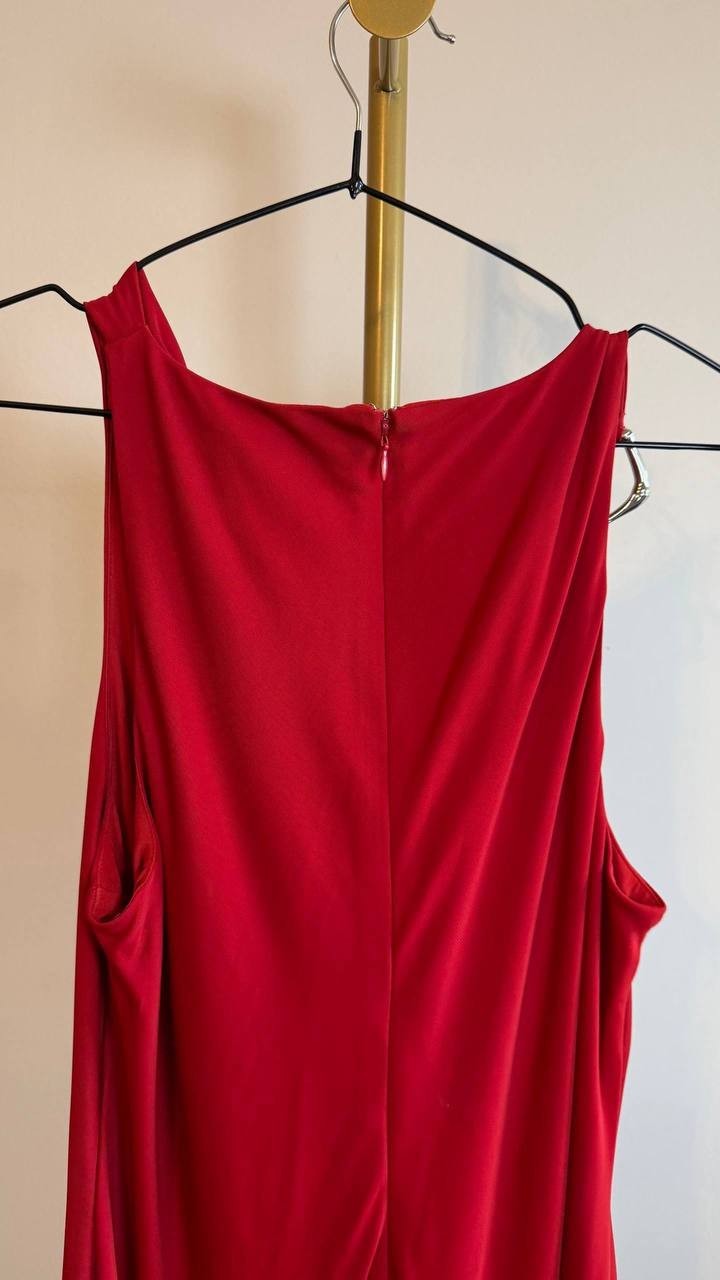 Lauren Ralph Lauren Ring-Trim Cowlneck Gown Red 6 NWT $245