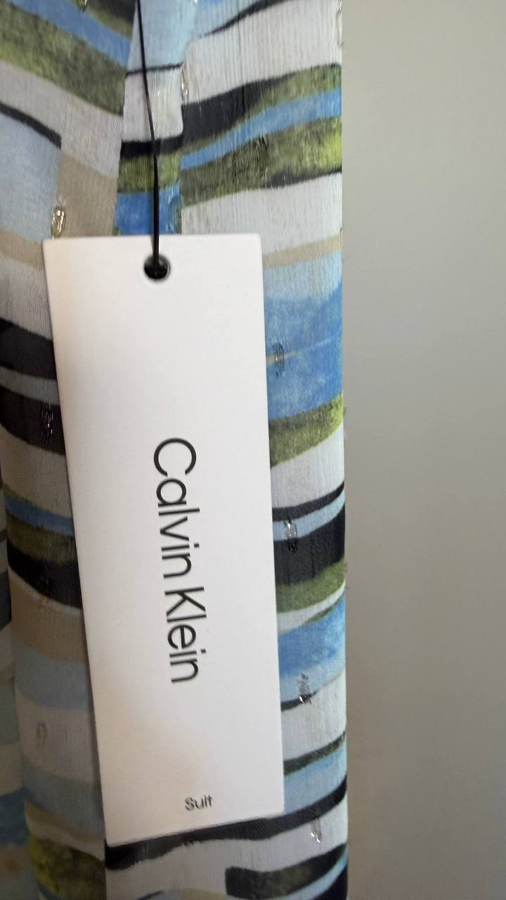 Calvin Klein Women’s Printed Pleated-Neck Sleeveless Top S $59 NWT