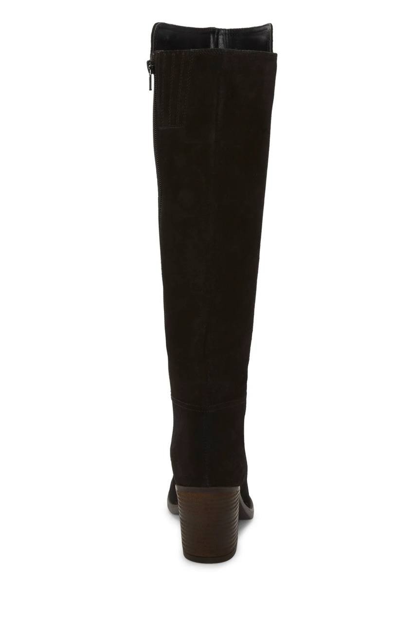 Lucky Brand Bonnay Extra Wide Calf Knee High Boots Black 8M Suede $189 NWB