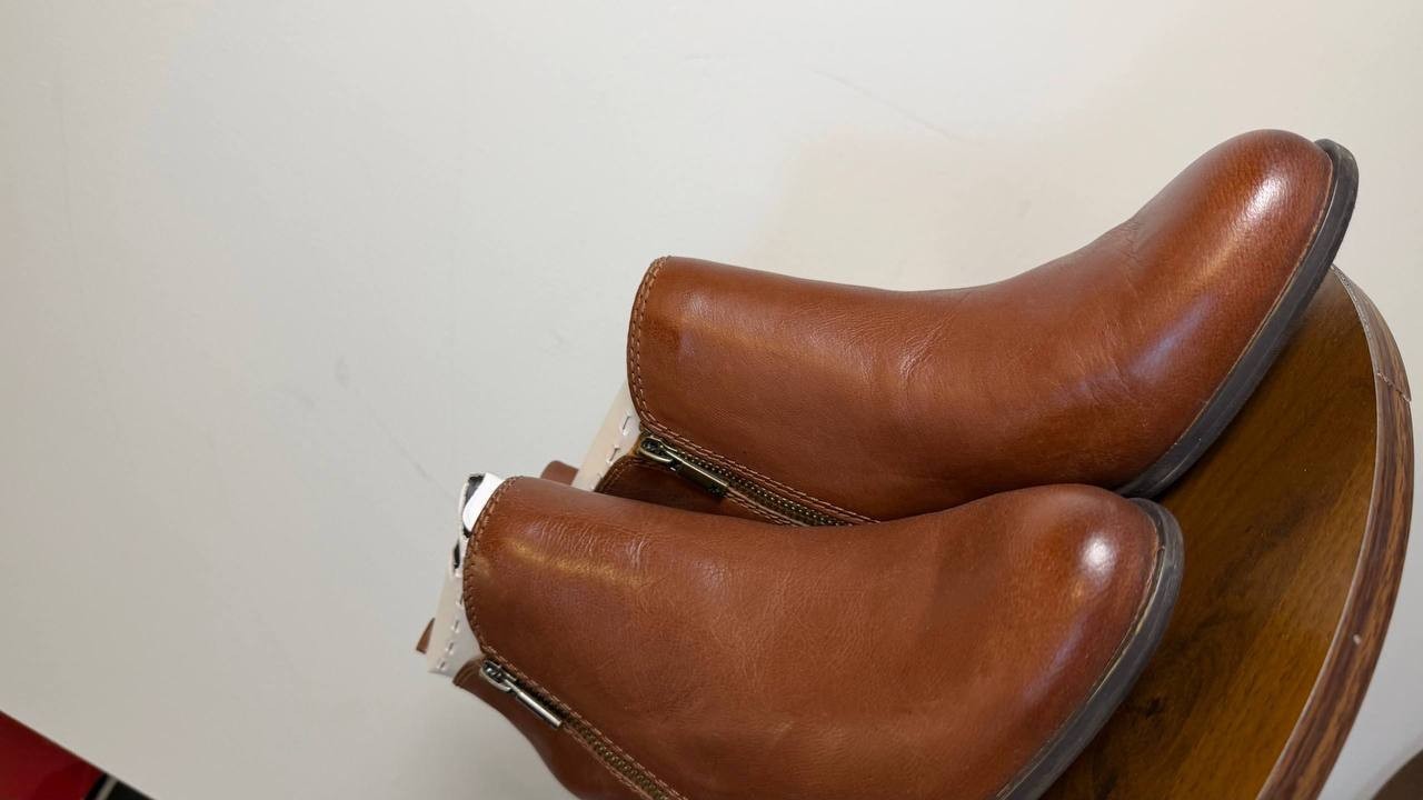 Lucky Brand Basel Booties 8M Toffee Leather Almond Toe Dual Zip NIB msrp$129