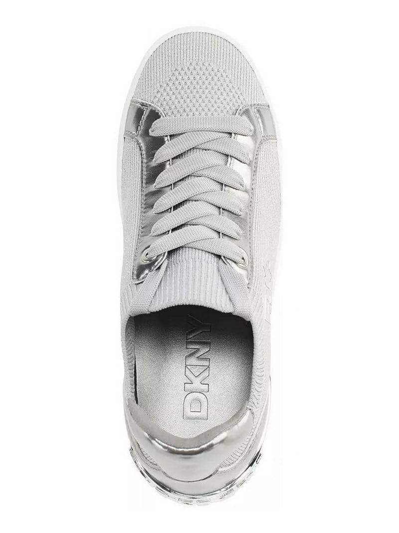 DKNY Mallory Lace-Up Sneakers Grey/Silver 7.5M Man‑Made MSRP $129 NWOB