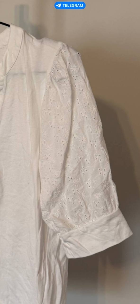 CeCe White Puffed‑Sleeve Mixed‑Media Top L Pre‑Owned Feminine Style msrp$69