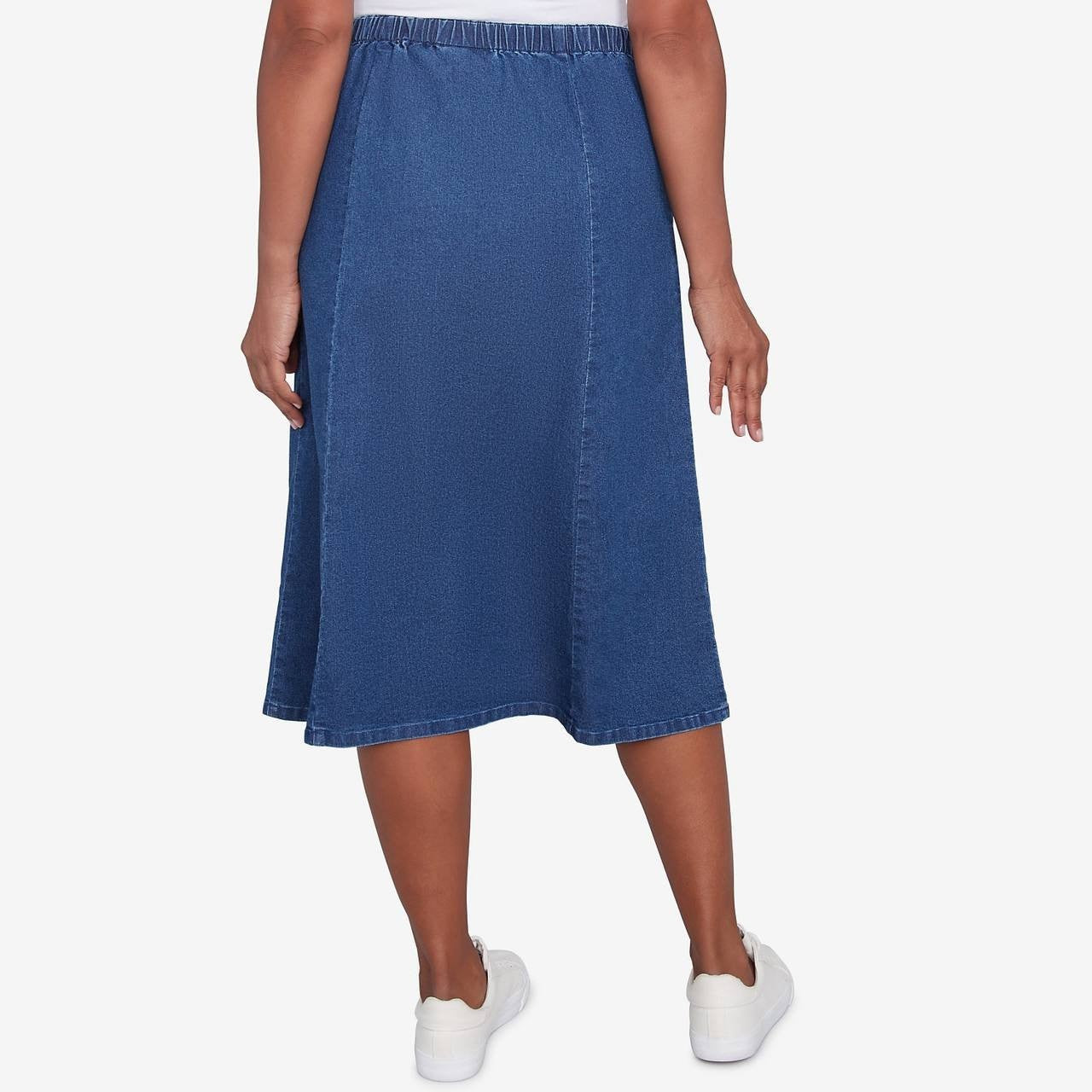 Alfred Dunner Paneled Full Length Denim Skirt Medium Denim 18 $59.50 NWT