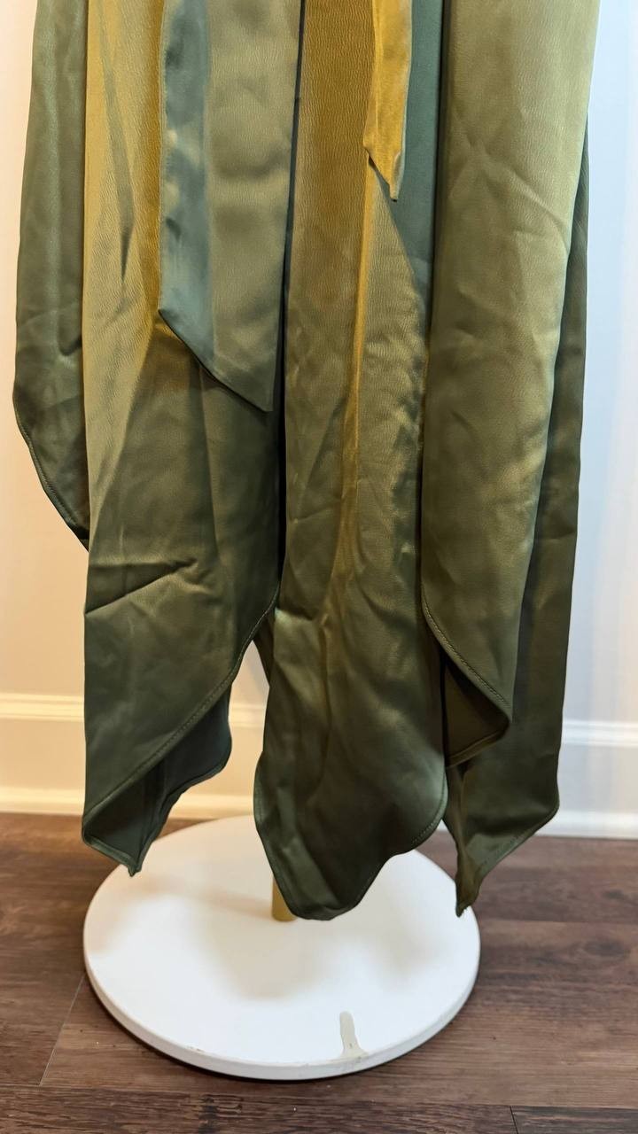 Anne Klein Surplice Handkerchief-Hem Sleeveless Midi Dress Green 2 NWT $129