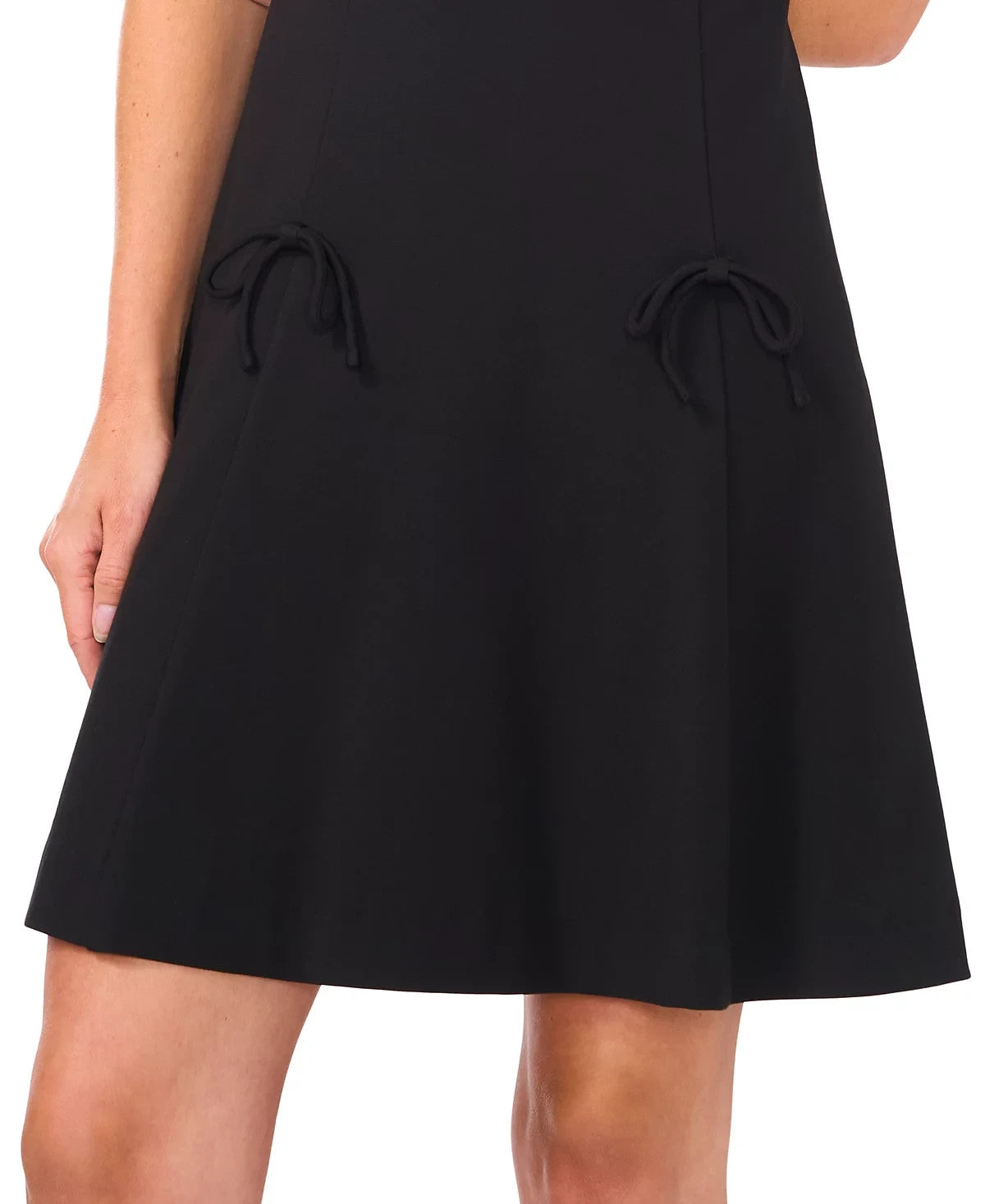 CeCe Bow-Trim Fit & Flare Dress – Black, Size 14