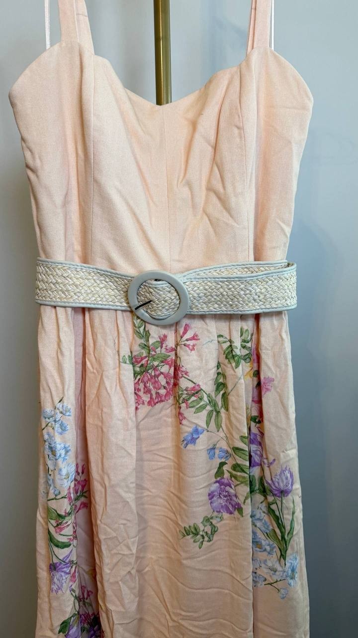 Taylor Petite Floral Print Midi Dress Scalloped Neck Size14 NWOT broken zipper