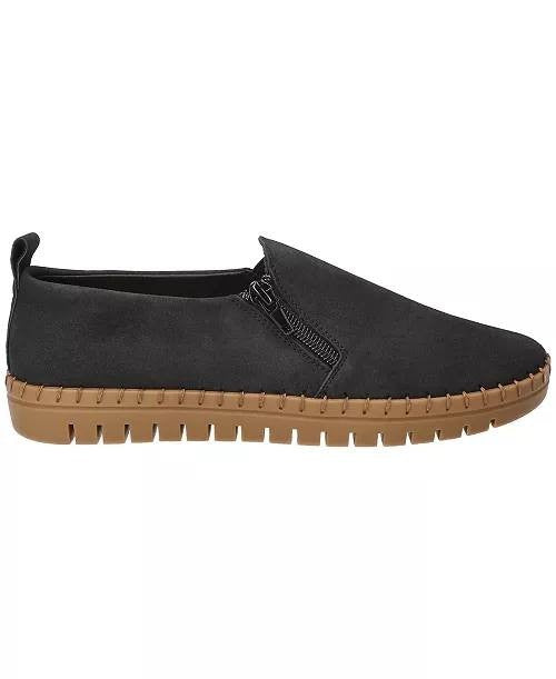 Easy Street Astoria Flats 7M Black Zip‑Up Comfort Stretch Round Toe NIB msrp$65