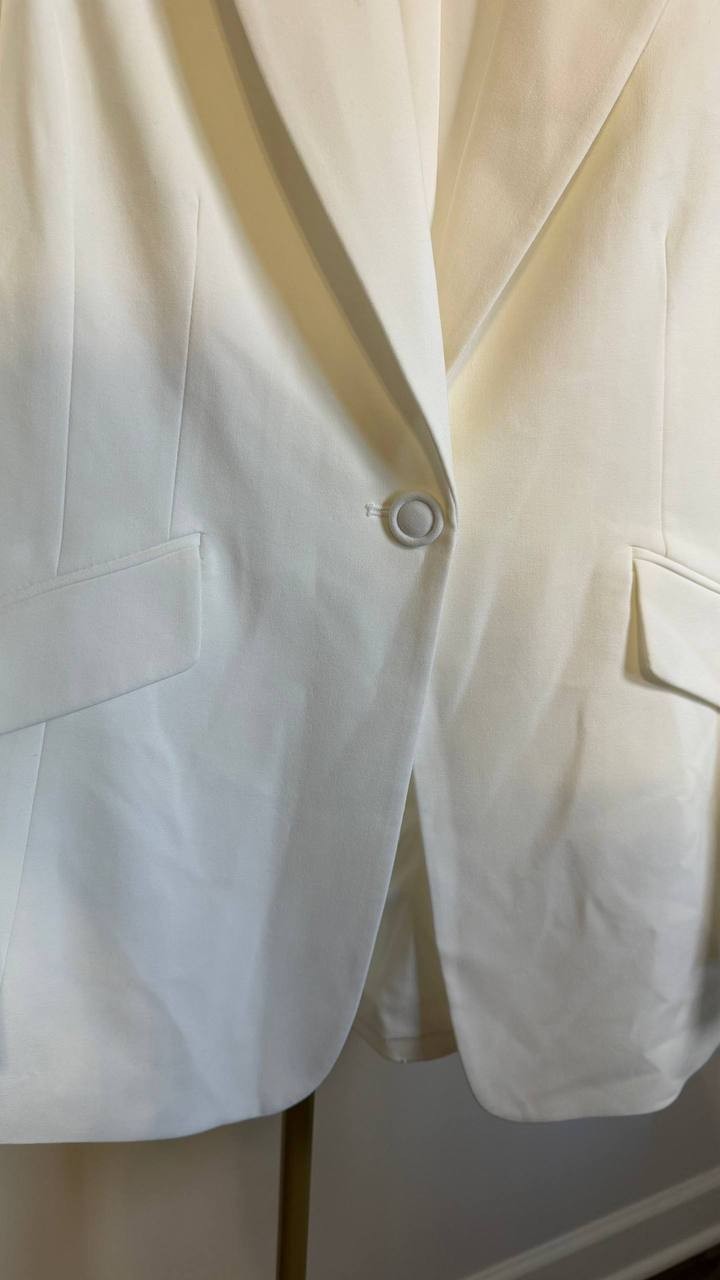 Tahari ASL Women’s Petite One‑Button Blazer White 8 $159 NWT