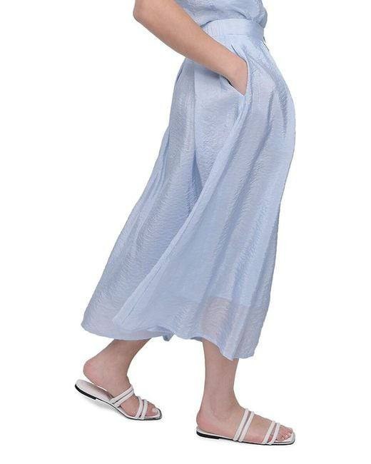 DKNY White Poplin Midi Skirt XL NWT Zip Front A-Line, Minimalist Tailored