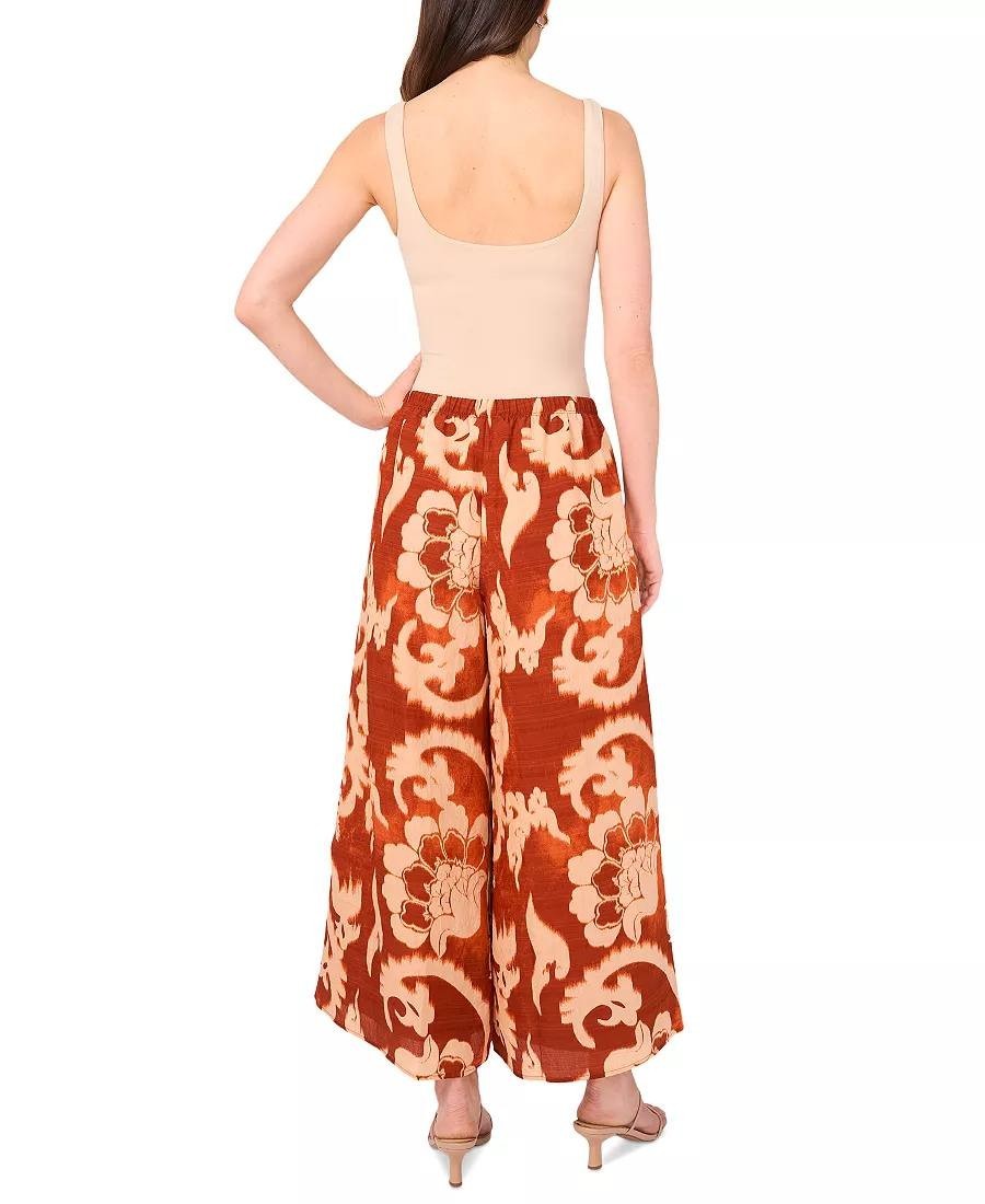 Sam & Jess Printed Wide‑Leg Cropped Pants Orange sizeL NWT Boho Chic msrp$56