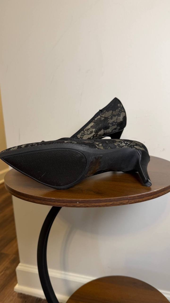 Jones New York Bevery Pointed Toe Pumps Black 8.5M Fabric MSRP $70 NWB