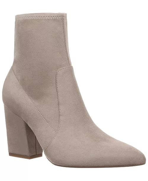 On•34th True Taupe Fabric Block Heel Booties 8M New in Box MSRP $99.90