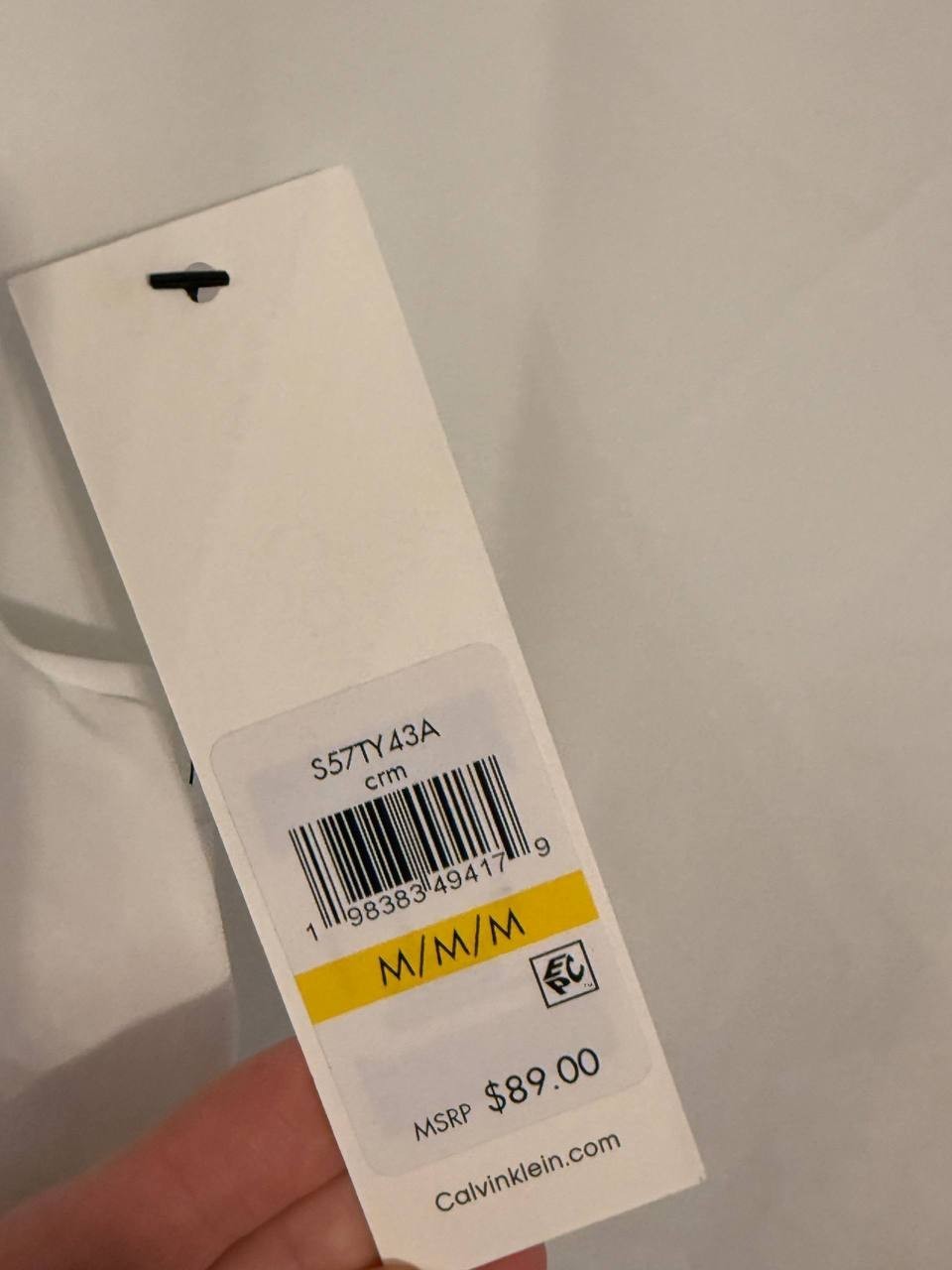 Calvin Klein Point‑Collar Ruffle Button‑Front Blouse – White– Size M – NWT– $89