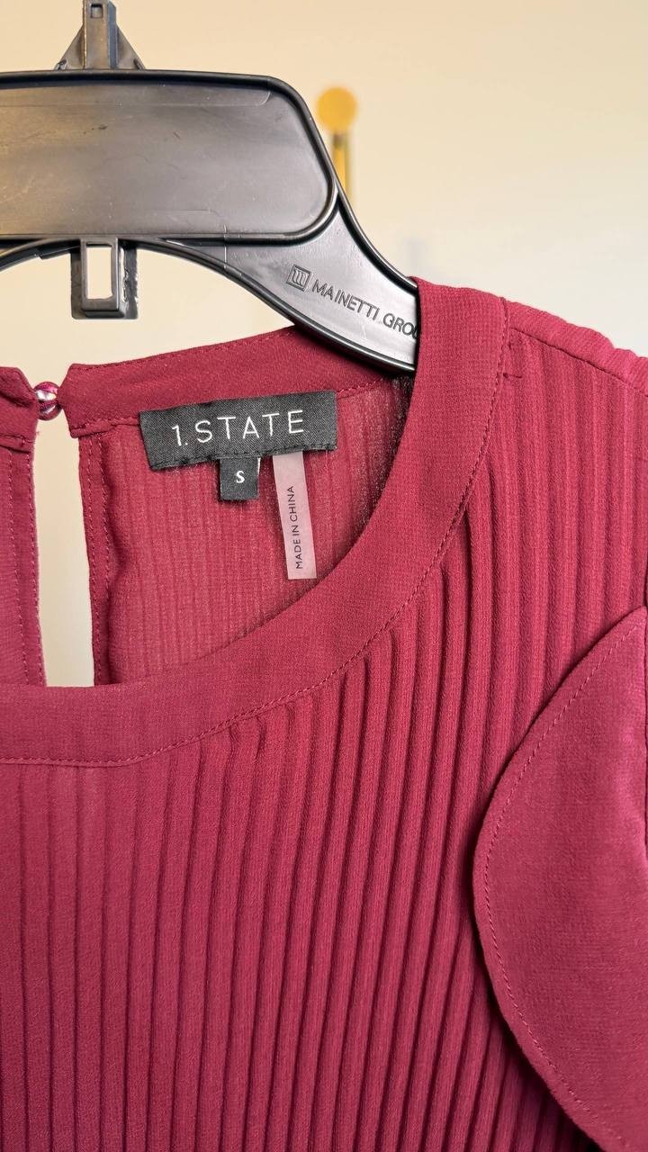 1.STATE Cold‑Shoulder Cuffed Turtleneck Sweater Windsor Wine S NWOT $79