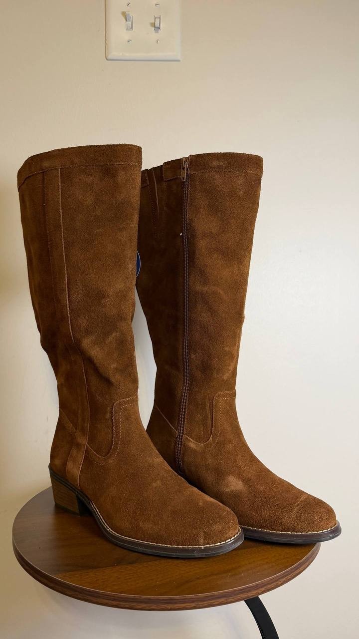 White Mountain Altitude Boots 7W Hazel Suede Knee‑High  Zip NIB msrp$149