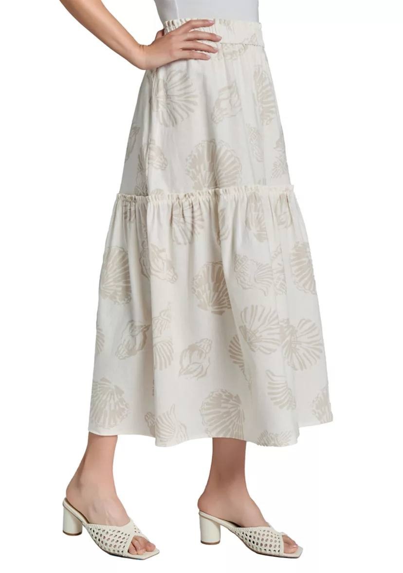 Jones New York Petite Pull‑On Tiered Midi Skirt White/Natural XL NWOT $89.50