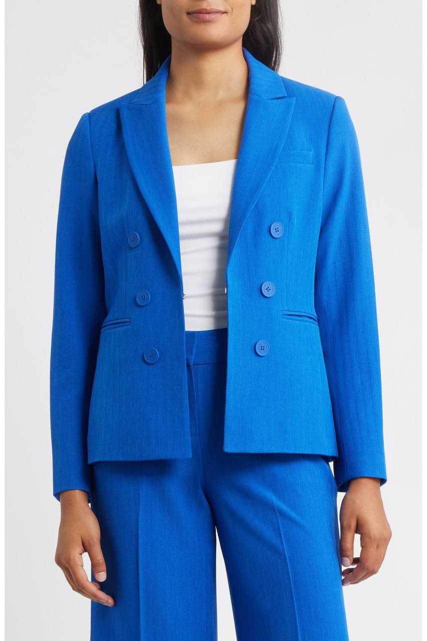 Tahari ASL Faux Double Breasted Jacket New Royal 16 NWT $139