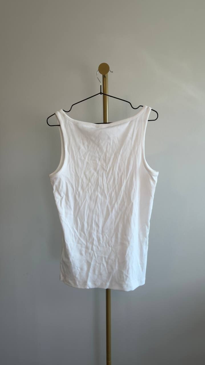 Lauren Ralph Lauren Stretch Rib-Knit Tank Top XL White NWT $49.50