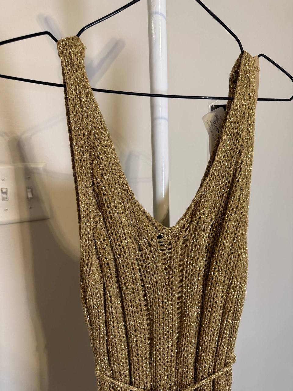 Marciano Lucky Lurex Net Maxi Dress – 10 – Gold – NWT – Flawed – $280