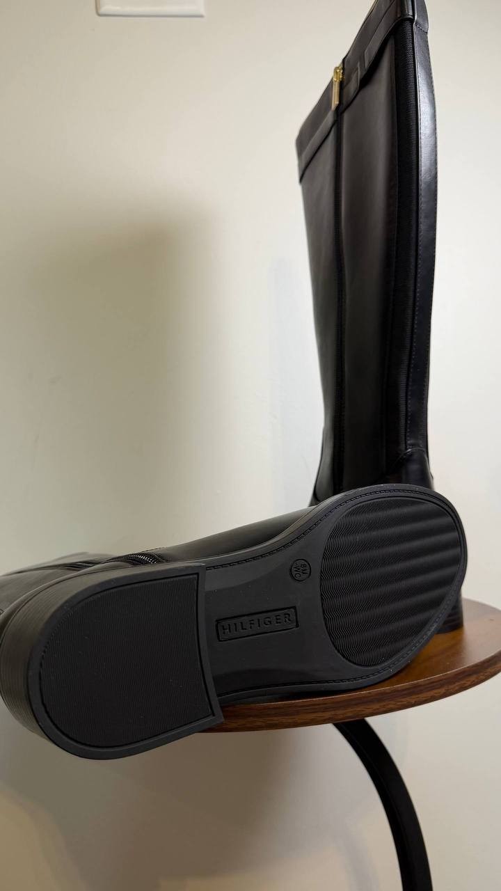 Tommy Hilfiger Iviann Boots 8M Black Tall Riding Almond Toe NIB msrp$159