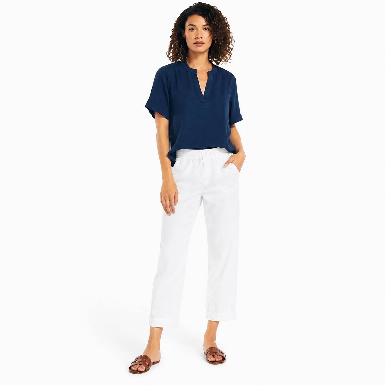 Nautica Sustainably Crafted Pull‑On Pant White S/P NWT $79.50
