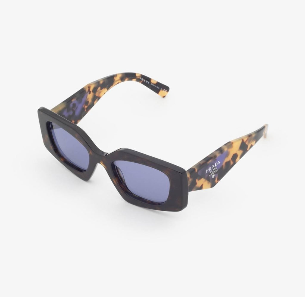 Prada SPR 15Y‑F Tortoise Blue Lens Sunglasses 52mm 2AU‑05Q Italy $375 NWB