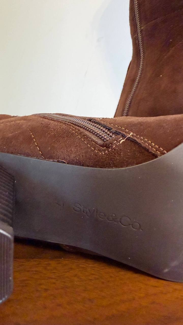 Style & Co Brysonn Boots 7M Dark Roast Microfiber Round Toe NIB msrp$89