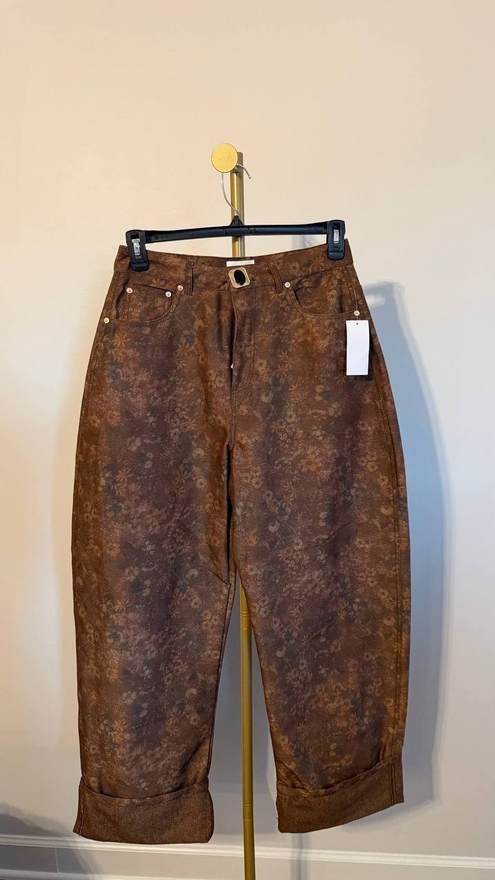 Avec Les Filles Barrel‑Leg Pants Black 30 $138 NWT Damaged Zip Fly