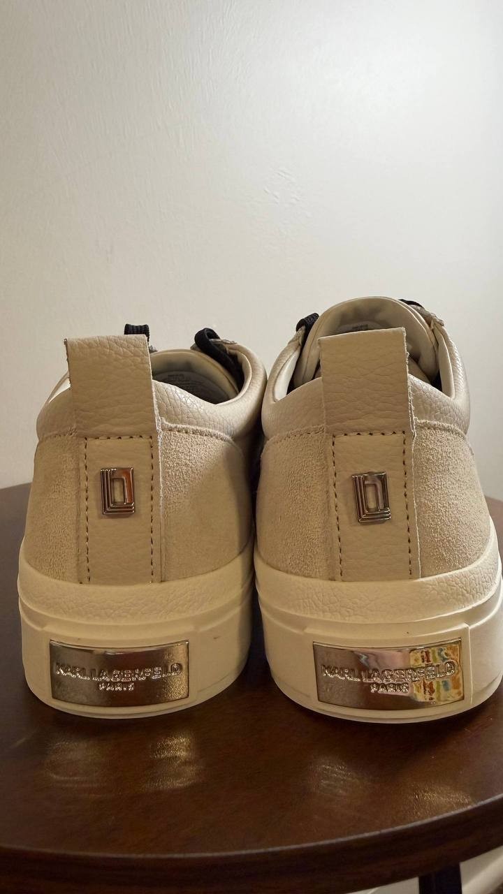 Karl Lagerfeld Gretel Sneakers 9M White Leather Embellished New In Box msrp$139
