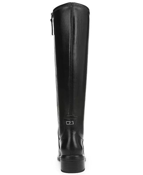 Franco Sarto Gisella Leather Square Toe Knee High Boots Black 8M Wide Calf NWT