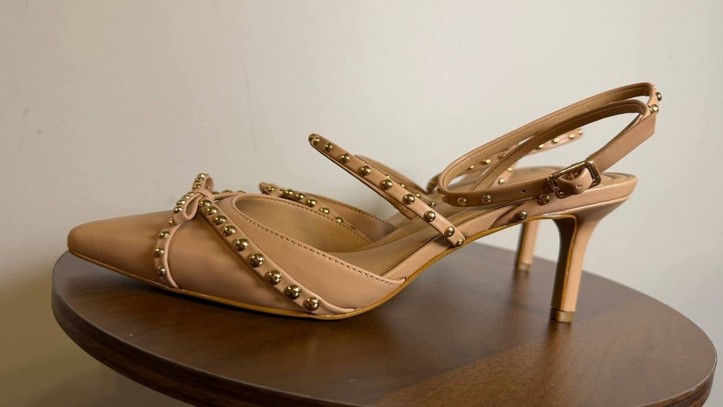 INC Gyda Pumps 8M Sweet Nude Studded Pointed Toe Stiletto Heel NIB msrp$100